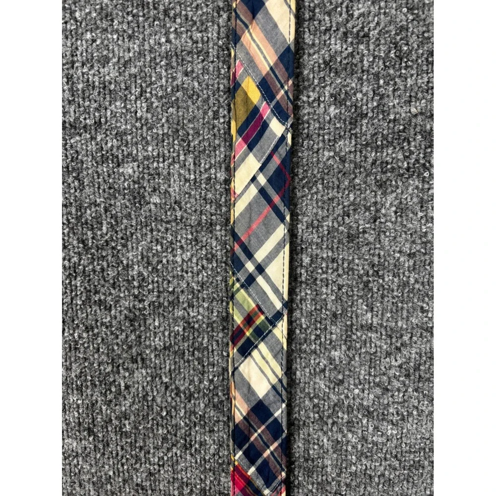 Brooks Brothers Belt Men XL Multi Color 346 Plaid Cotton Leather Brass Buckle